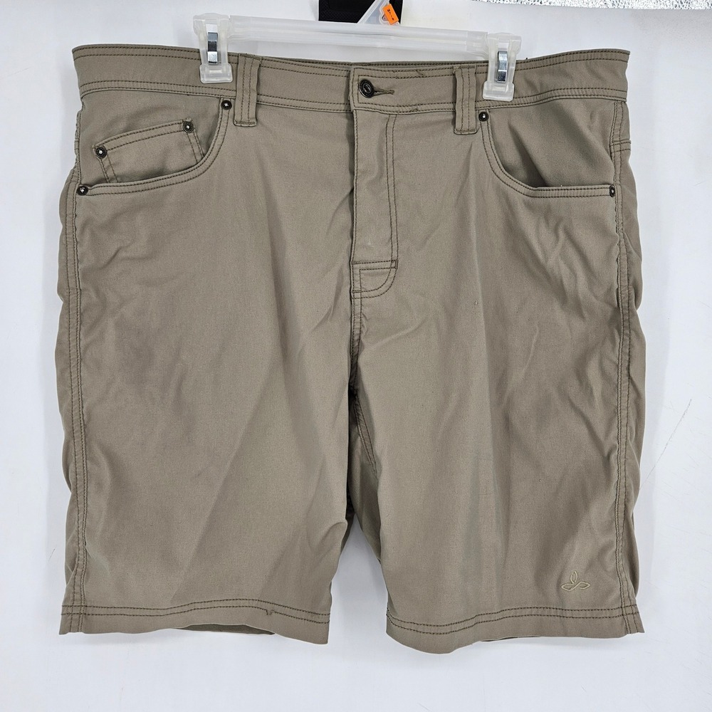 PrAna Shorts Mens 38 Brion Brown Tan‎ Stretch Casual Outdoors Summer Hike Camp